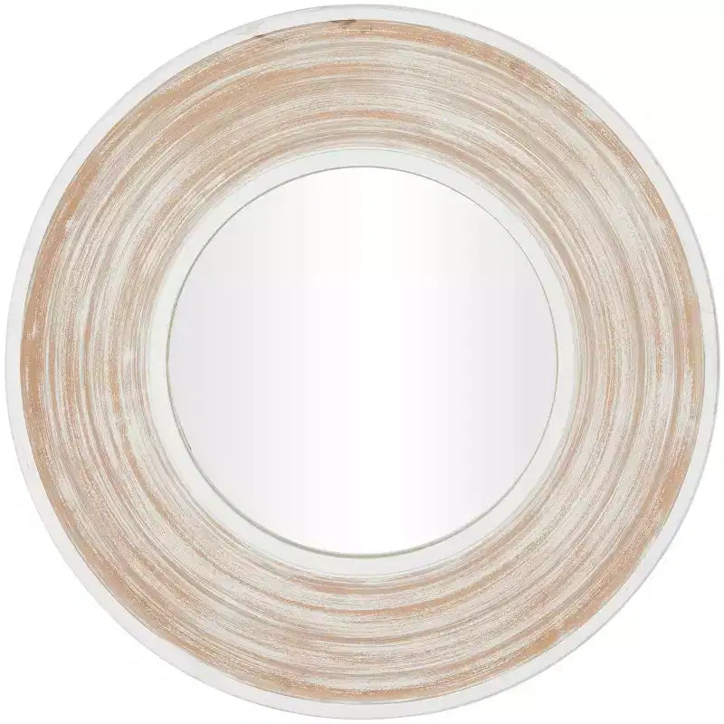 35"x35" Wooden Wall Mirror with White Wash Effect Cream - Olivia & May: No Assembly, MDF Frame, Indoor Use