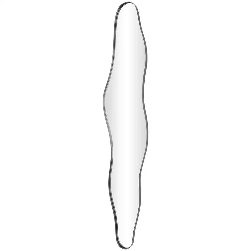 59" x 12" Metal Slim Abstract Wavy Wall Mirror