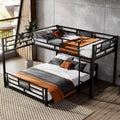 Twin over Full L-shaped Metal Bunk Bed with Ladder and Guardrail -ModernLuxe