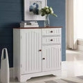 Kings Brand Furniture Habar 2-Door Wood Kitchen Storage Buffet Cabinet, White/Walnut