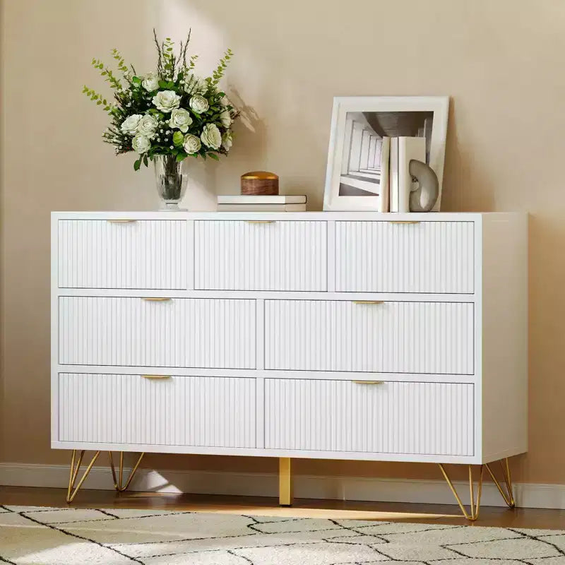7-Drawer Dresser with Metal Legs – 47.2" Wide Storage Chest