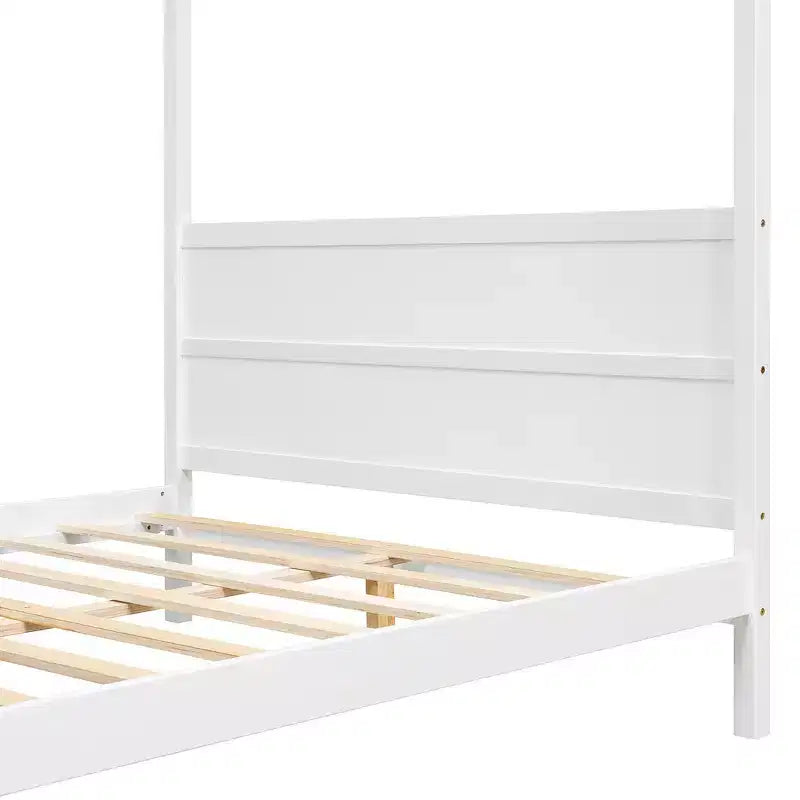 Letto a baldacchino queen size con testiera, pediera e contenitore sotto il letto