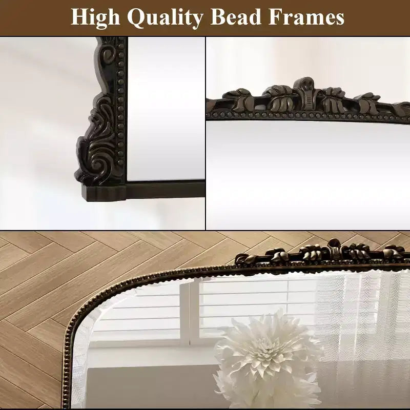40x28 Arched Beaded Wall Mirror with Metal Frame