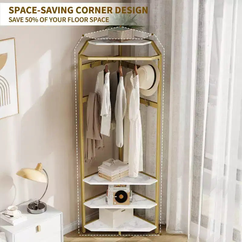 Corner Hall Tree with Shoe Bench and 12 Double Hooks