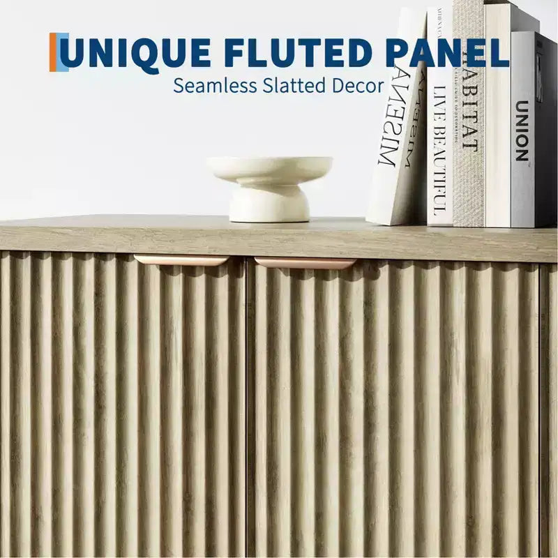 Madia da buffet scanalata con ripiano regolabile e ante contenitore