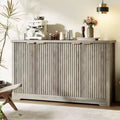 Fluted Buffet Sideboard Cabinet with Storage,2/4 Doors & Adjustable Shelf, Modern Wood Coffee Bar Console Table