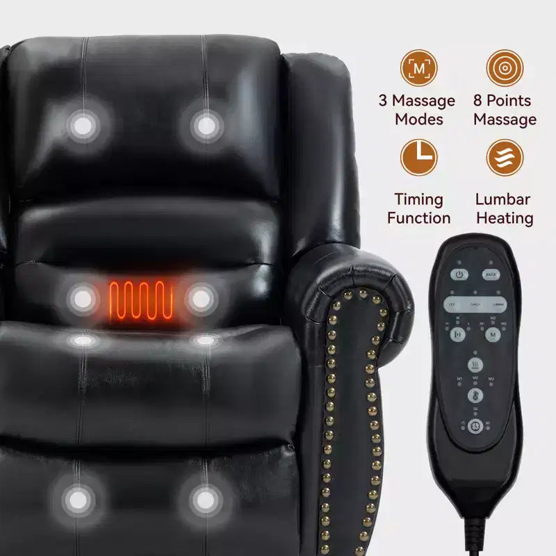 Power Lift Recliner Chair with Heat, Massage & Dual Motor – Genuine Leather