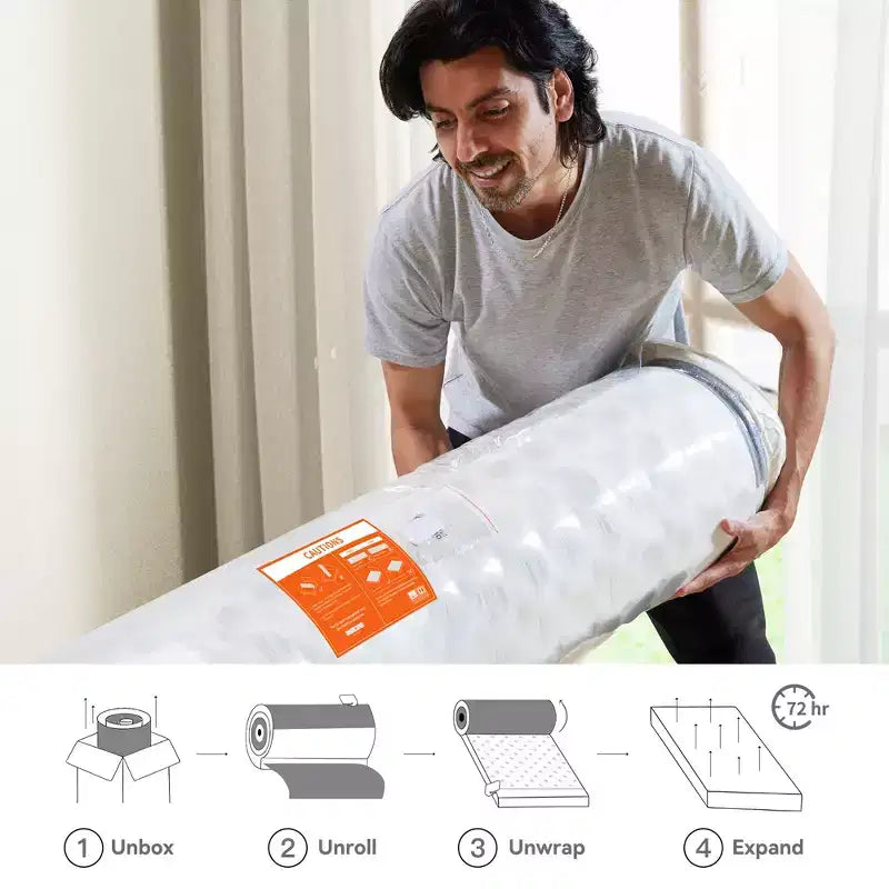 Materasso ibrido in memory foam rinfrescante di media rigidità, confezionato in scatola
