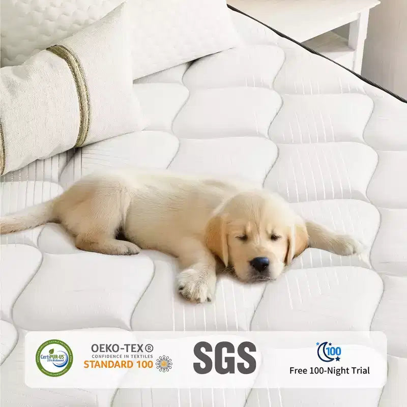 Materasso ibrido in memory foam rinfrescante di media rigidità, confezionato in scatola