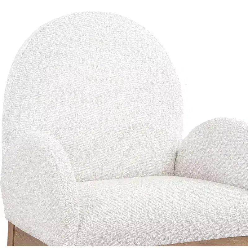 Sedia da pranzo imbottita in tessuto bouclé con braccioli