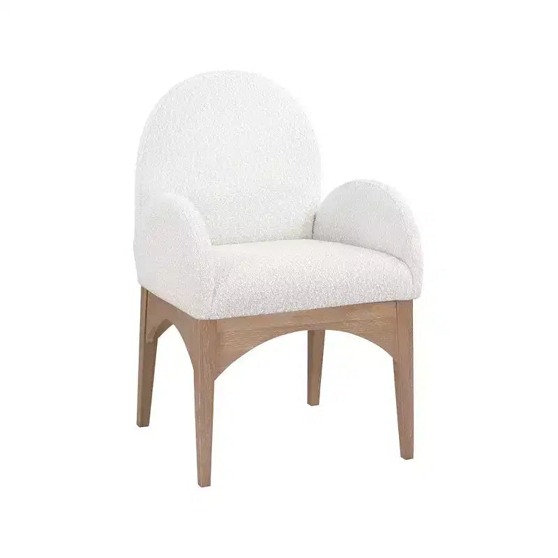 Boucle Fabric Dining Arm Chair