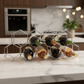 Nat & Jules Honeycomb Silver Tone Iron Metal Tabletop Wine Rack - Holds 9 Bottles