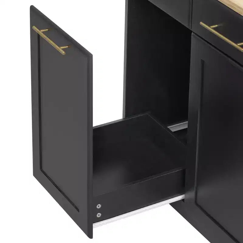 Isola per cucina da 150,6 cm con organizer estraibili, anta a ribalta e vano per la spazzatura