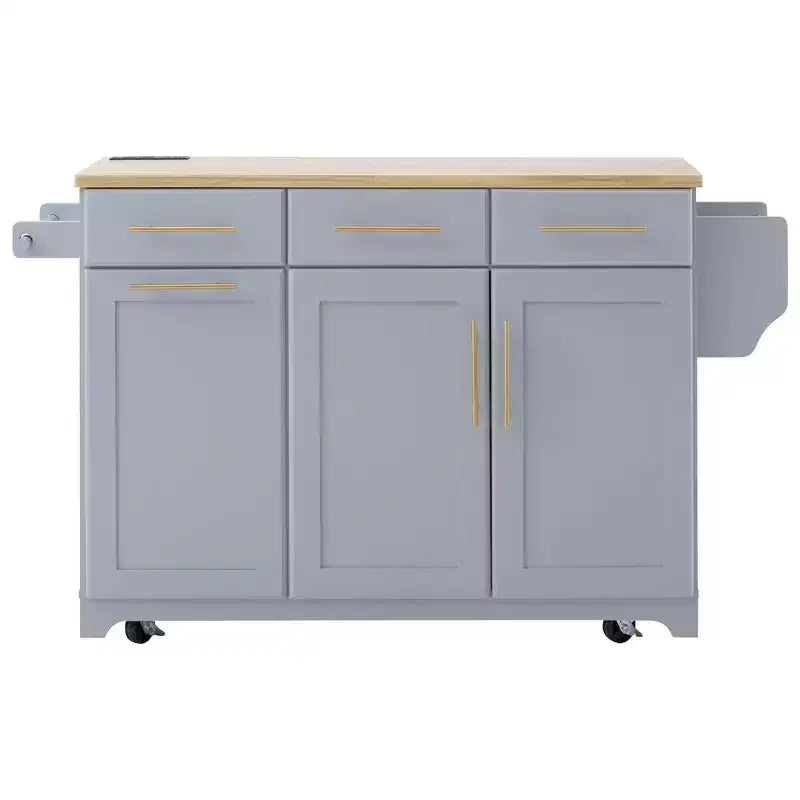 Isola per cucina da 150,6 cm con organizer estraibili, anta a ribalta e vano per la spazzatura
