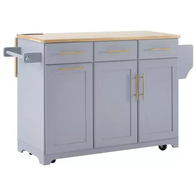Isola per cucina da 150,6 cm con organizer estraibili, anta a ribalta e vano per la spazzatura