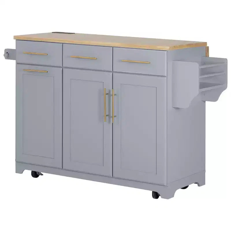 Isola per cucina da 150,6 cm con organizer estraibili, anta a ribalta e vano per la spazzatura
