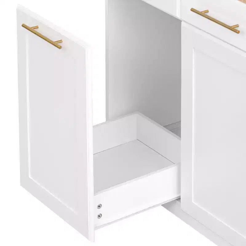 Isola per cucina da 150,6 cm con organizer estraibili, anta a ribalta e vano per la spazzatura