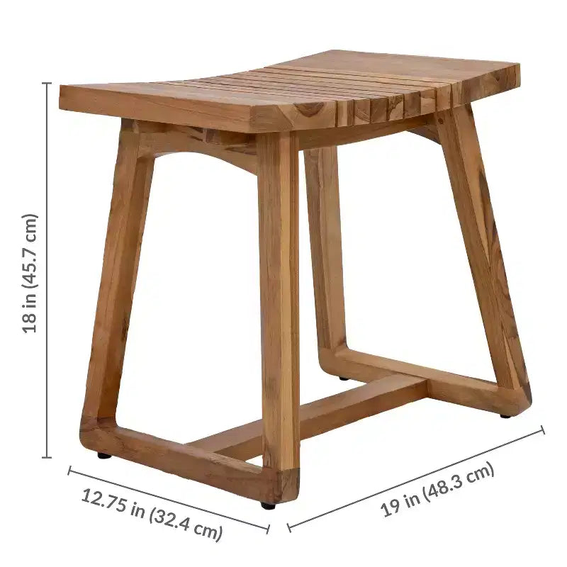 Panca doccia in legno di teak con sedile ergonomico curvo