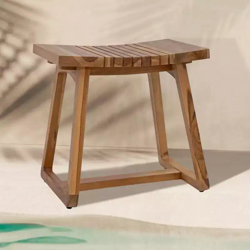 Panca doccia in legno di teak con sedile ergonomico curvo