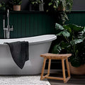 Panca doccia in legno di teak con sedile ergonomico curvo