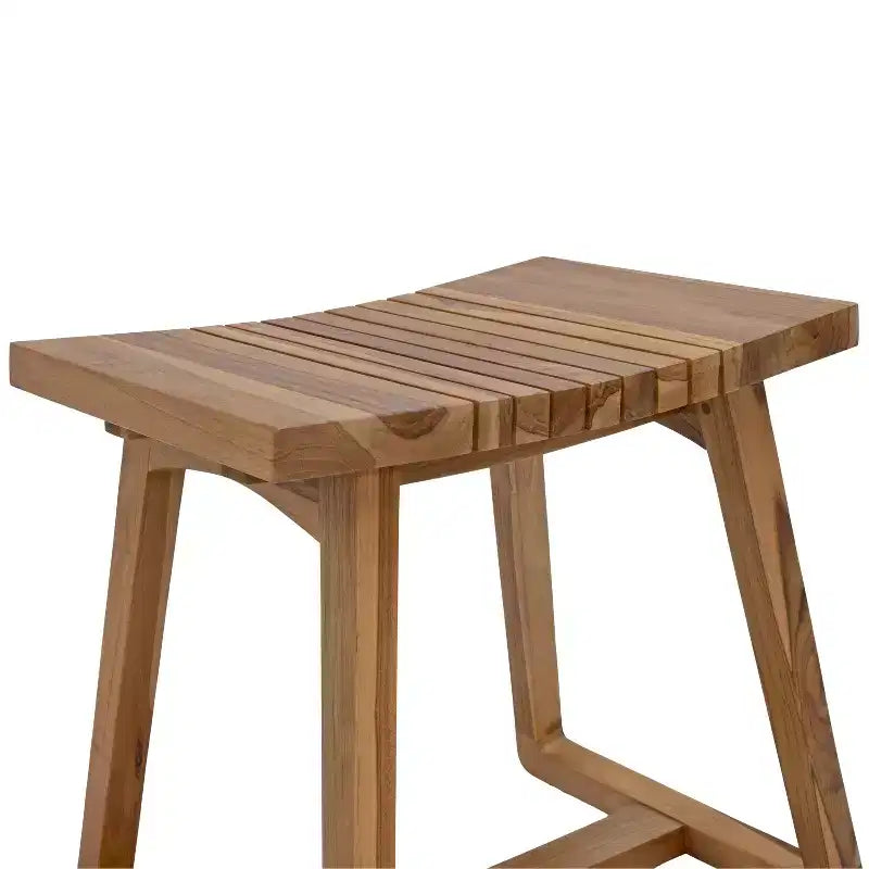Panca doccia in legno di teak con sedile ergonomico curvo