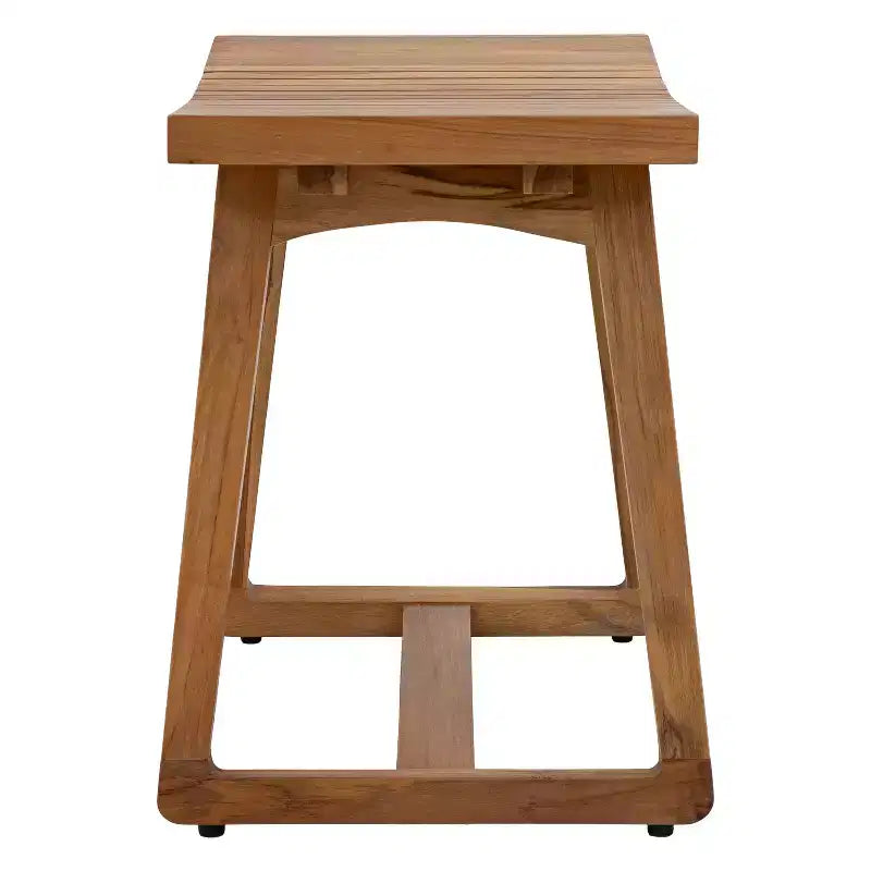 Panca doccia in legno di teak con sedile ergonomico curvo
