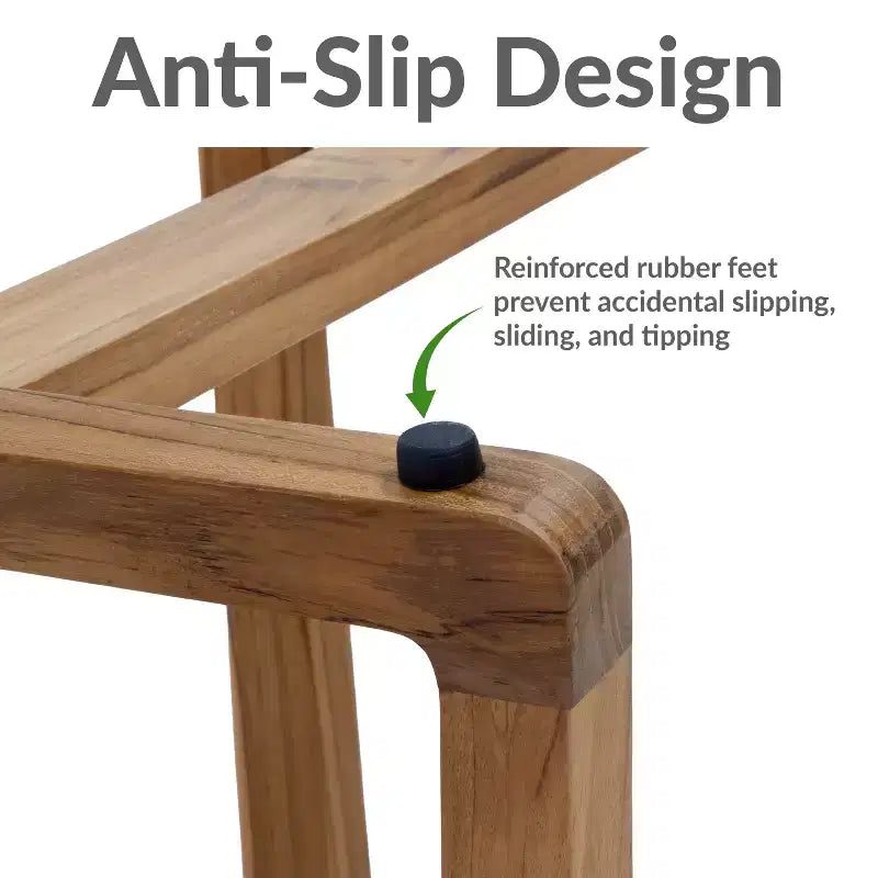 Panca doccia in legno di teak con sedile ergonomico curvo