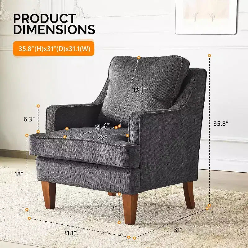 Mid-Century Modern Accent Chair – Upholstered High-Back Armchair