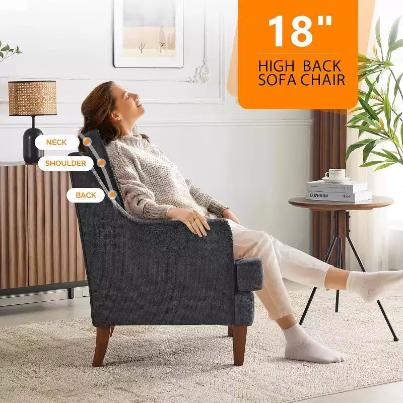 Mid-Century Modern Accent Chair – Upholstered High-Back Armchair