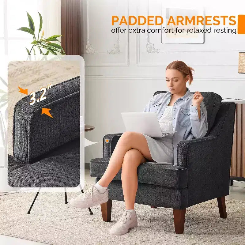 Poltrona Mid-Century Modern – Poltrona Imbottita con Schienale Alto