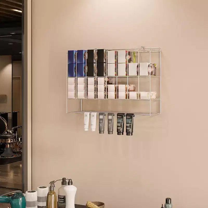 Portaoggetti da parete a 2 livelli per tubi di tinture per capelli