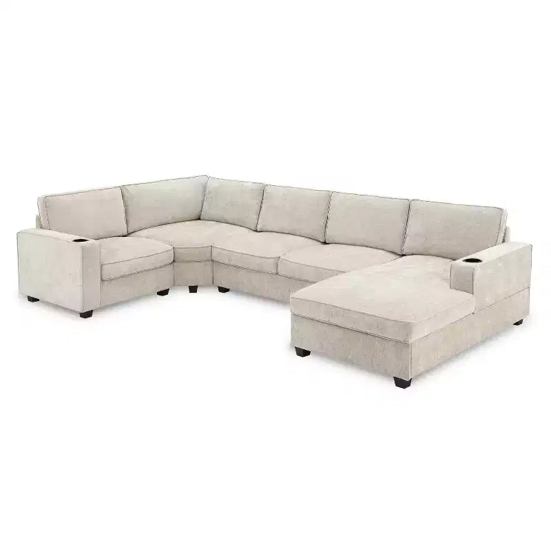 6-Seat U-Shaped Chenille Sectional Sofa with Oversized Chaise
