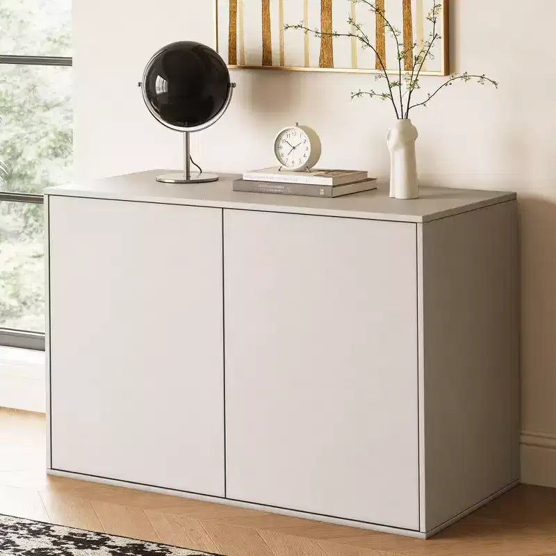 Cassettiera moderna color crema da 80 cm con cassetti a pressione