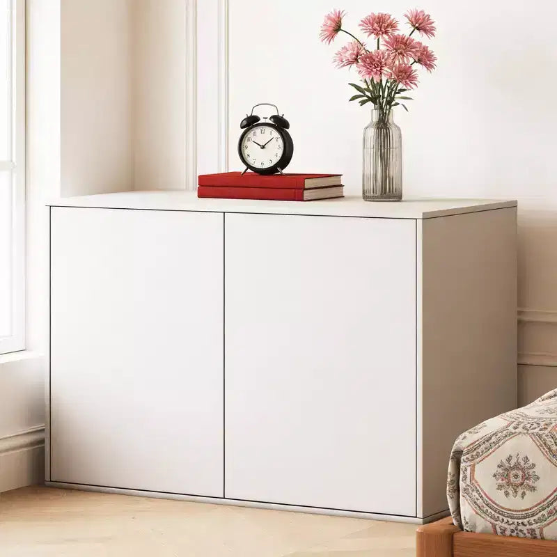 Cassettiera moderna color crema da 80 cm con cassetti a pressione