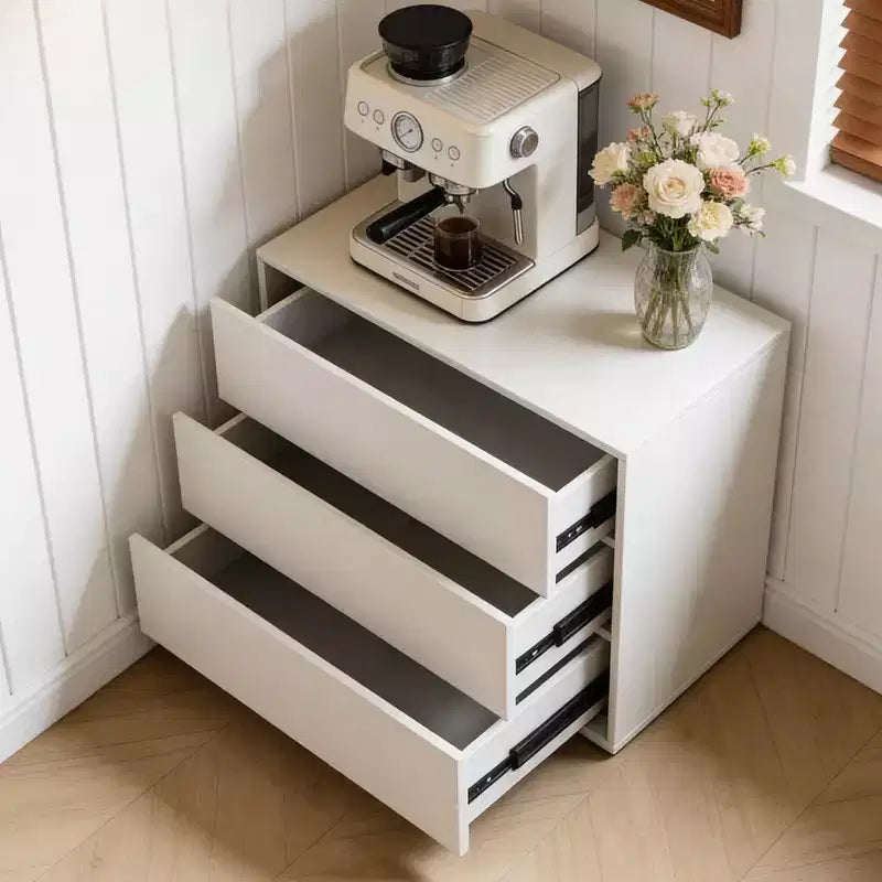 Cassettiera moderna color crema da 80 cm con cassetti a pressione