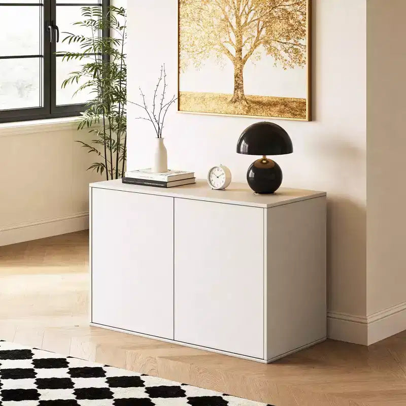Cassettiera moderna color crema da 80 cm con cassetti a pressione