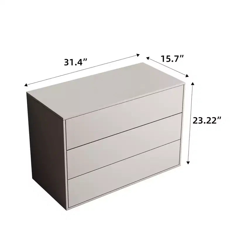 Cassettiera moderna color crema da 80 cm con cassetti a pressione