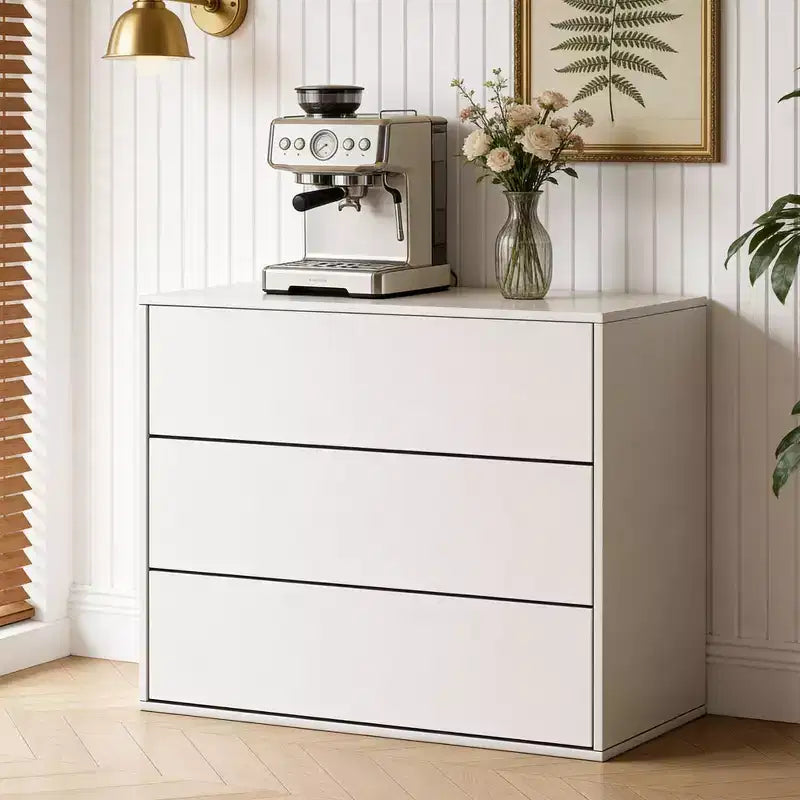 31.4 Inch Modern Cream Dresser with Push-to-Open Drawers