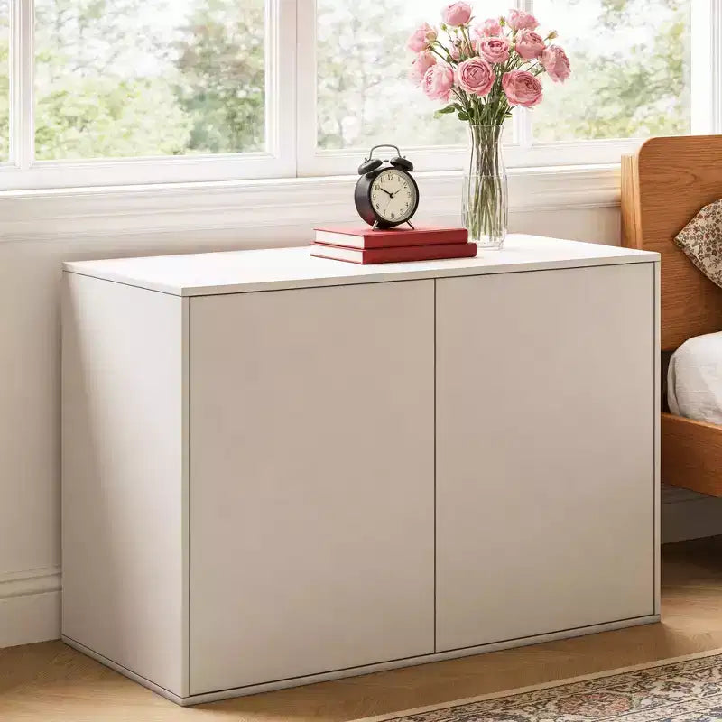 31.4 Inch Modern Cream Dresser with Push-to-Open Drawers