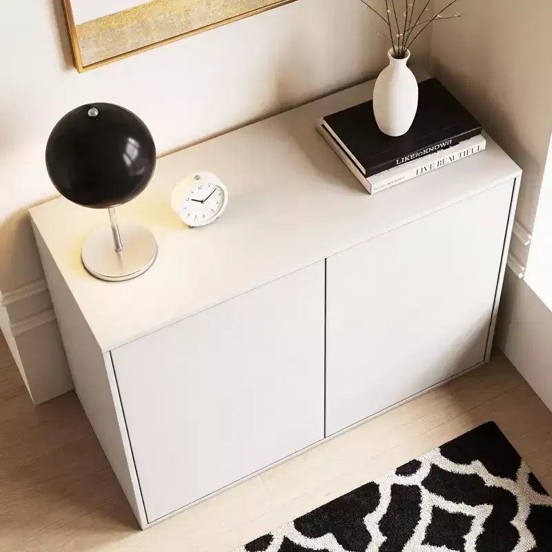 Cassettiera moderna color crema da 80 cm con cassetti a pressione
