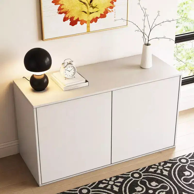Cassettiera moderna color crema da 80 cm con cassetti a pressione