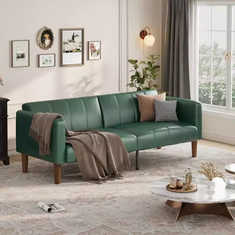 Divano Letto Futon Convertibile da 75 Pollici – Ecopelle, Verde
