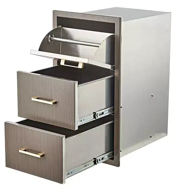 Cassettiera Tripla per Barbecue con Portarotolo – 17" L x 30" A x 21" P