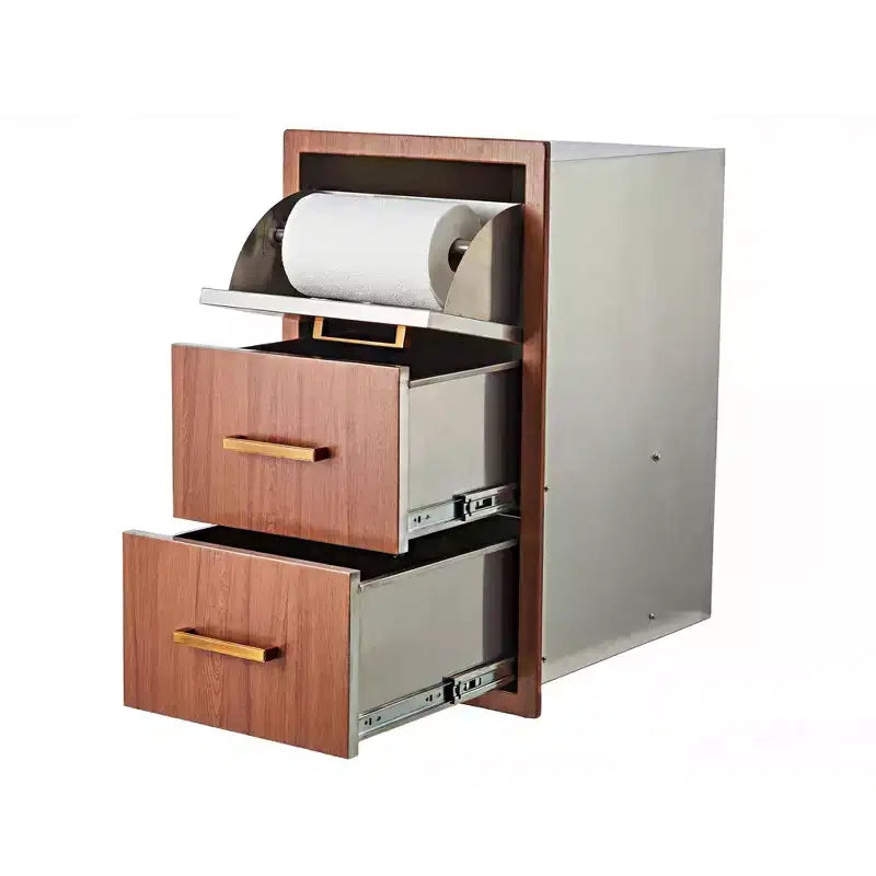 Triple BBQ Drawer Unit with Paper Towel Holder – 17" W x 30" H x 21" D