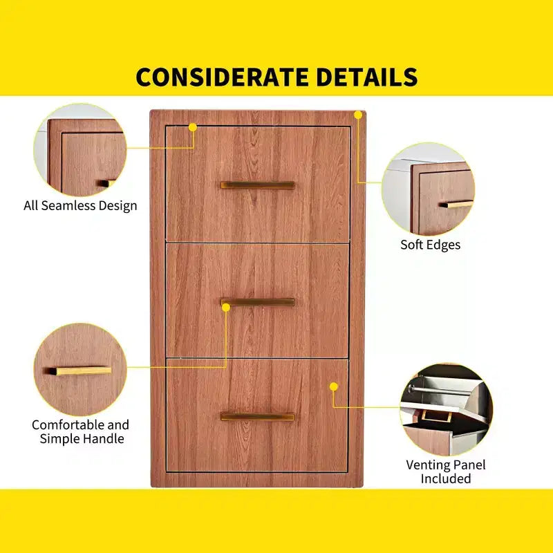 Cassettiera Tripla per Barbecue con Portarotolo – 17" L x 30" A x 21" P