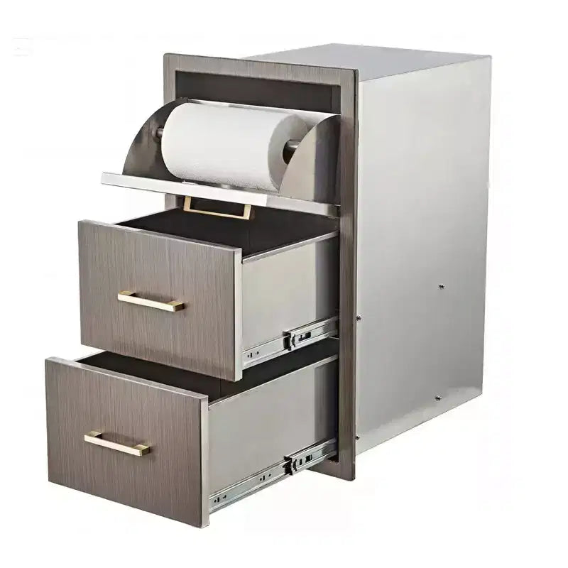 Triple BBQ Drawer Unit with Paper Towel Holder – 17" W x 30" H x 21" D