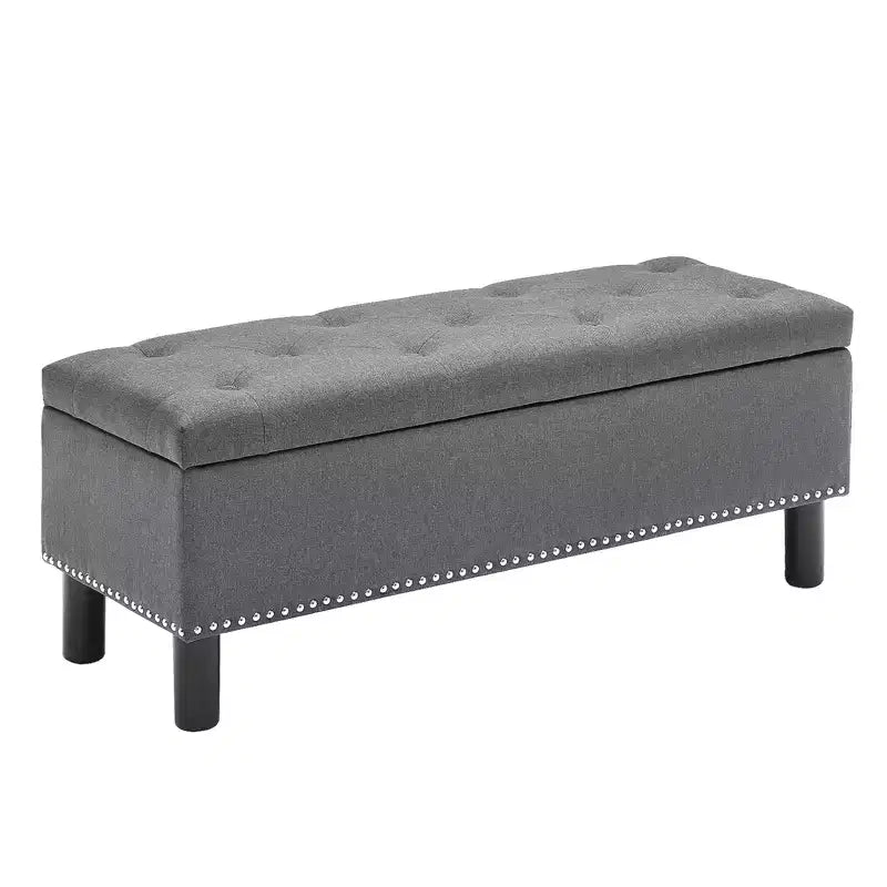 Tufted Linen Upholstered Storage Bench