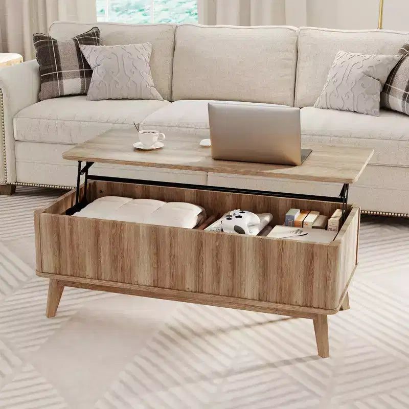 43.5'' Fluted Lift Top Coffee Table with Hidden Storage Compartments