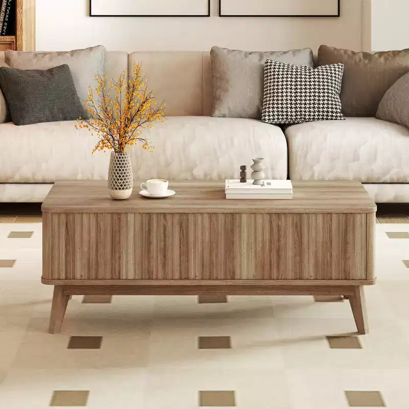 43.5'' Fluted Lift Top Coffee Table with Hidden Storage Compartments