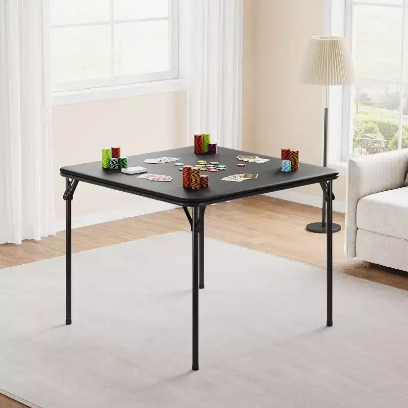 34-Inch Square Folding Table with PU Padded Top and Collapsible Legs